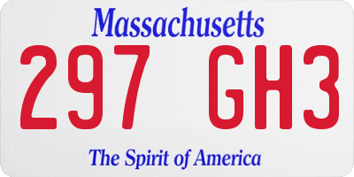 MA license plate 297GH3