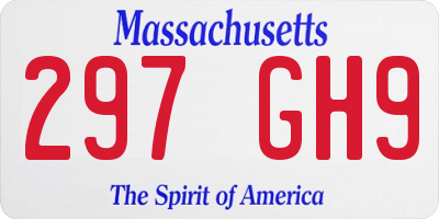 MA license plate 297GH9