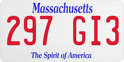 MA license plate 297GI3
