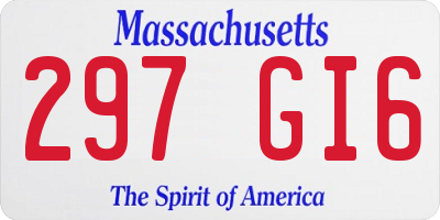 MA license plate 297GI6