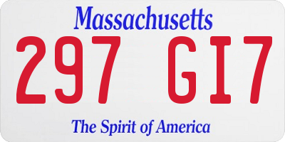 MA license plate 297GI7