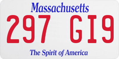 MA license plate 297GI9