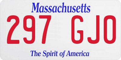 MA license plate 297GJ0