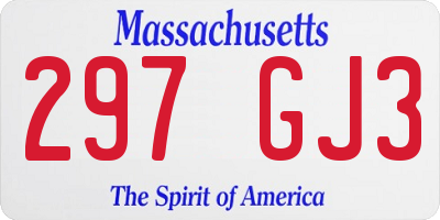 MA license plate 297GJ3
