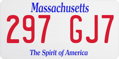 MA license plate 297GJ7