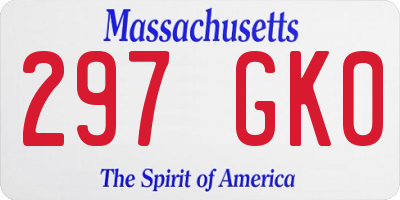 MA license plate 297GK0