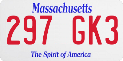MA license plate 297GK3