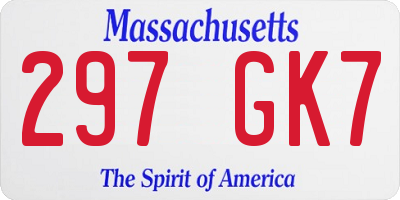 MA license plate 297GK7