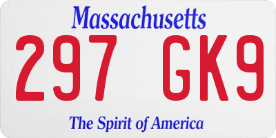 MA license plate 297GK9