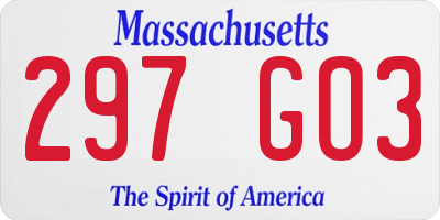 MA license plate 297GO3