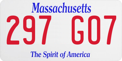 MA license plate 297GO7