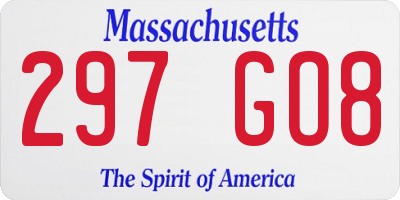 MA license plate 297GO8
