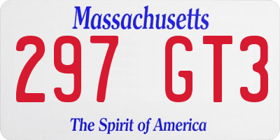 MA license plate 297GT3