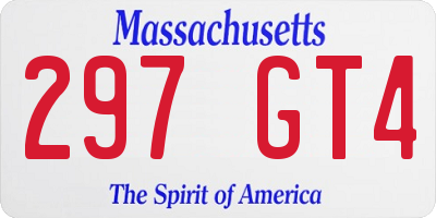MA license plate 297GT4
