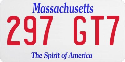 MA license plate 297GT7