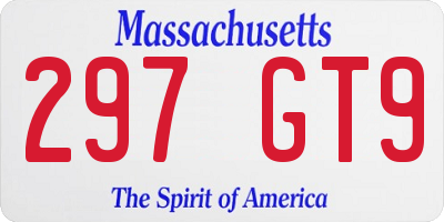 MA license plate 297GT9