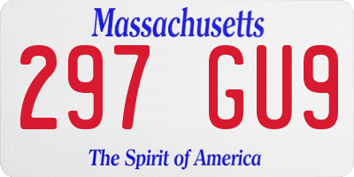 MA license plate 297GU9