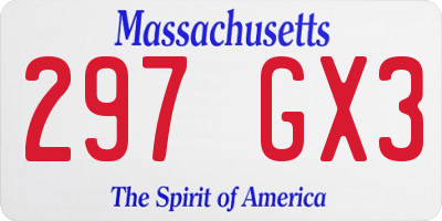 MA license plate 297GX3