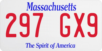 MA license plate 297GX9