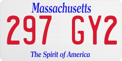 MA license plate 297GY2
