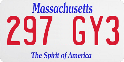 MA license plate 297GY3