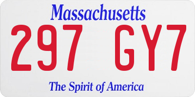 MA license plate 297GY7