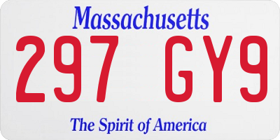 MA license plate 297GY9