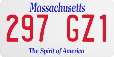 MA license plate 297GZ1