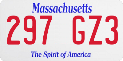MA license plate 297GZ3