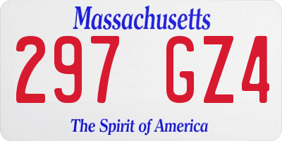 MA license plate 297GZ4
