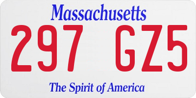 MA license plate 297GZ5
