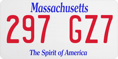 MA license plate 297GZ7