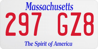 MA license plate 297GZ8