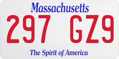 MA license plate 297GZ9