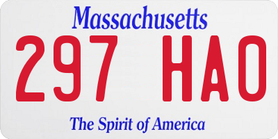 MA license plate 297HA0