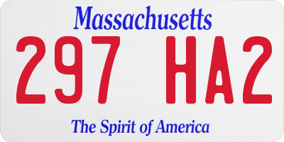 MA license plate 297HA2