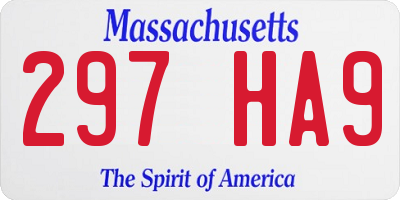 MA license plate 297HA9