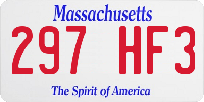 MA license plate 297HF3