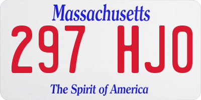 MA license plate 297HJ0