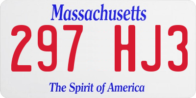 MA license plate 297HJ3