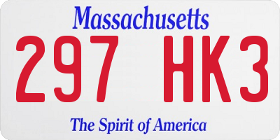 MA license plate 297HK3