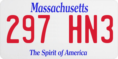 MA license plate 297HN3