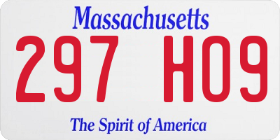 MA license plate 297HO9