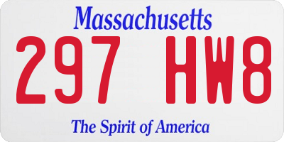 MA license plate 297HW8