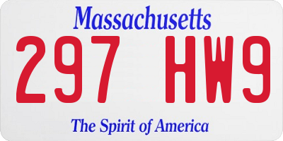 MA license plate 297HW9
