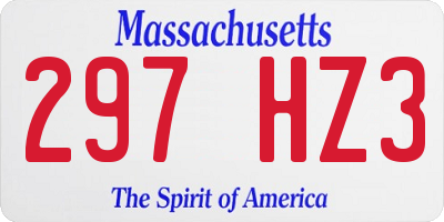 MA license plate 297HZ3