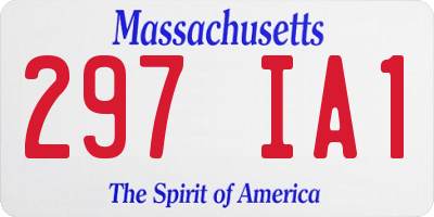 MA license plate 297IA1