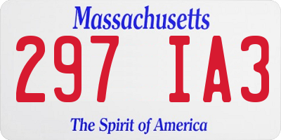 MA license plate 297IA3