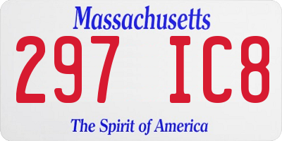 MA license plate 297IC8