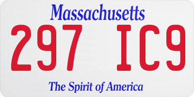 MA license plate 297IC9